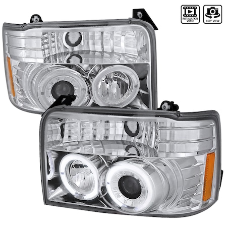 Spec-D Tuning 92-96 Ford F150 Projector Headlights Chrome Housing 2LHP-F15092-TM